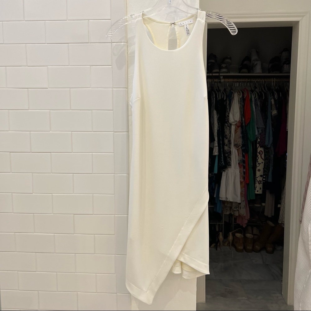 Keith White Tank Dress with V-Angle At Bottom